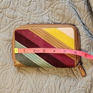 EUC Classic Fossil Zip Around Wallet - multicolored